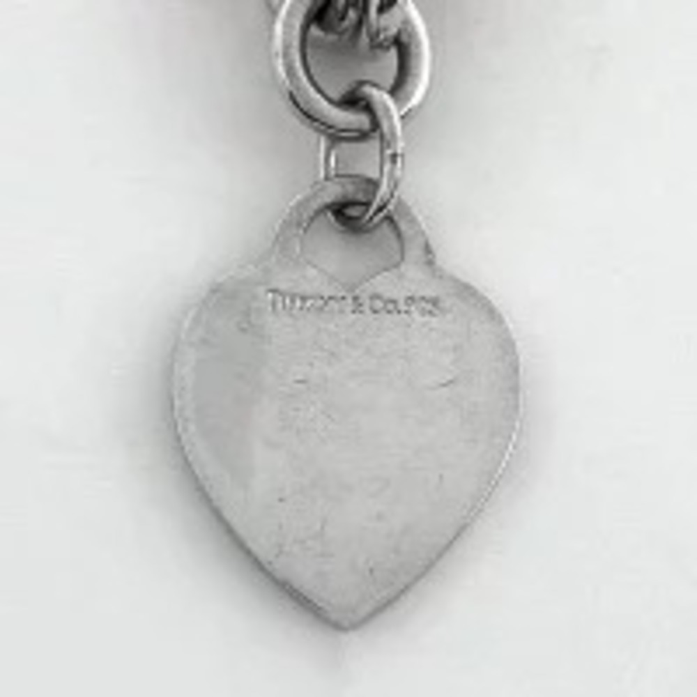 Tiffany Co Heart Motif Chain Necklace Choker Sterling Silver